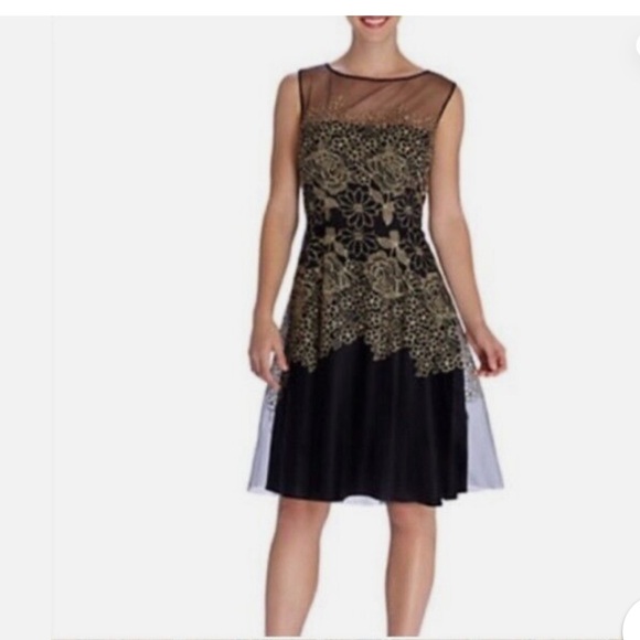 Tahari Dresses & Skirts - Tahiti Black / Gold lace Party Dress